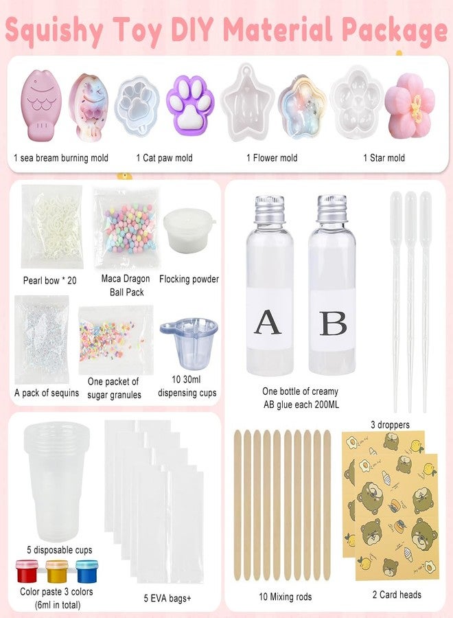 PATPAT® DIY Jelly Toy Silicone Mold Kit 3D Cute Squishy Toy Making Kit Soft Silicone Jelly Includes Tools & Accessories DIY Squishy Supplies for Kids & Adults Gift - Image 2